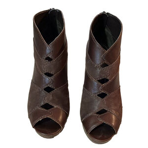 Fossil Bobbi Leather Peep Toe Booties Size 8.5